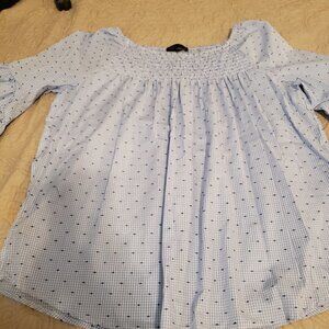 MELISSA Paige | Gingham Print Blue Bell Sleeve Top